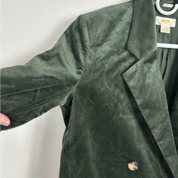 Anthropologie Maeve Corduroy Dark Green Double-Breasted Blazer (size 2) - Picture 6 of 8